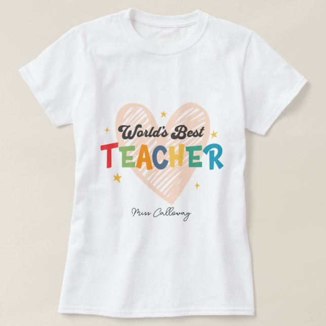 Personlig World's Best Teacher T Shirt (Design framsida)