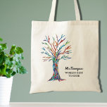 Personlig World's Best Teacher Tygkasse<br><div class="desc">Den här unika lärarfärgen Tote Bag är dekorerad med en mullfärgad mosaik träd och ord "World's Best Teacher". Anpassa den så att du får en perfekt till din lärare. Använda alternativet Anpassa ytterligare om du vill ändra texten storlekt, stil eller färg om du vill. Eftersom vi skapar vår teckning kommer...</div>