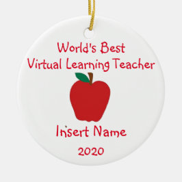 Personlig World's Best Virtuell Learning Teacher Julgransprydnad Keramik