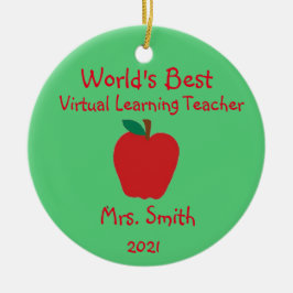 Personlig World's Best Virtuell Learning Teacher Julgransprydnad Keramik