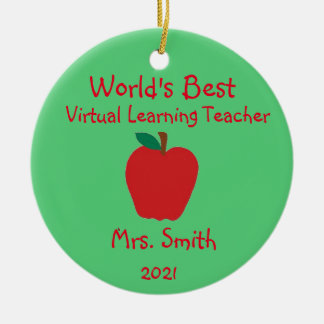 Personlig World's Best Virtuell Learning Teacher Julgransprydnad Keramik