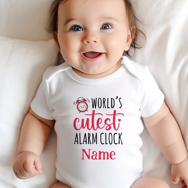 Personlig "World's Cutest Alarm Clock" T Shirt (Personalized 'World's Cutest Alarm Clock' Baby Bodysuits - Adorable Custom Name Designs!)