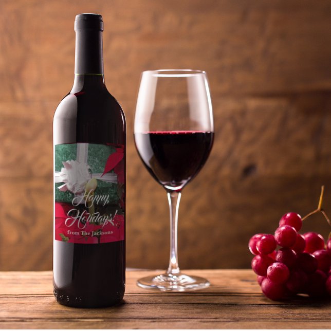 Personlig Wrapped Julklapp Photo Vinflaska Etikett (In Situ)