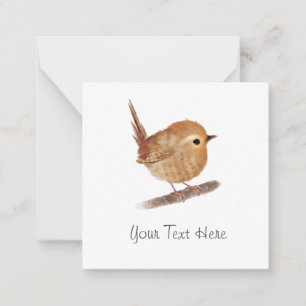Personlig Wren Bird Flat Note Card Anteckningskort