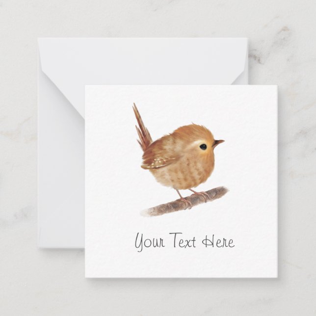 Personlig Wren Bird Flat Note Card Anteckningskort (Framsida)