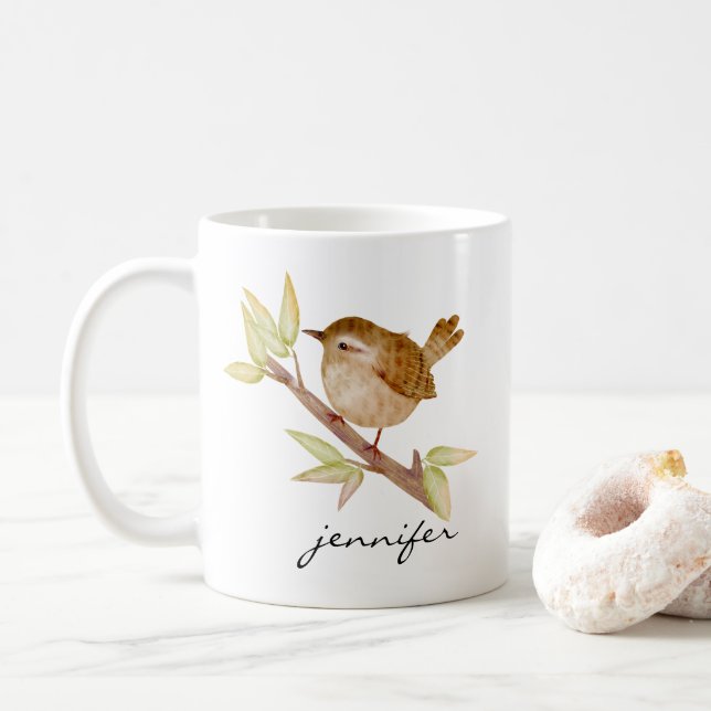 Personlig Wren Bird Mugg (Med munk)