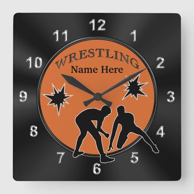 Personlig Wrestling Bedroom Decor, CLOCK Fyrkantig Klocka (Framsida)