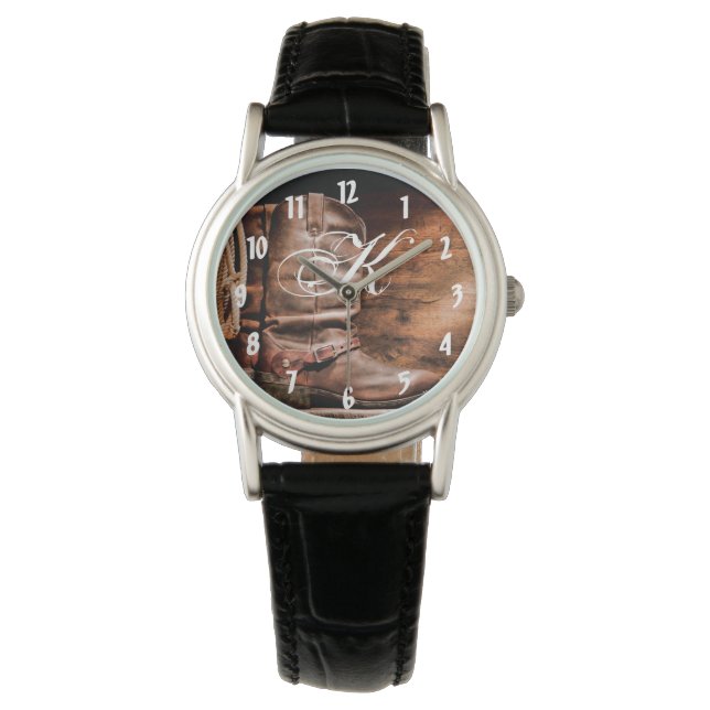 Personlig Wrist Watch Cowboy Boots Barn Wood Ru Armbandsur (Framsida)
