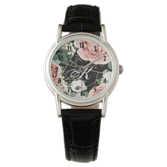 Personlig Wrist Watch Geometric Garden Black Armbandsur (Framsida)