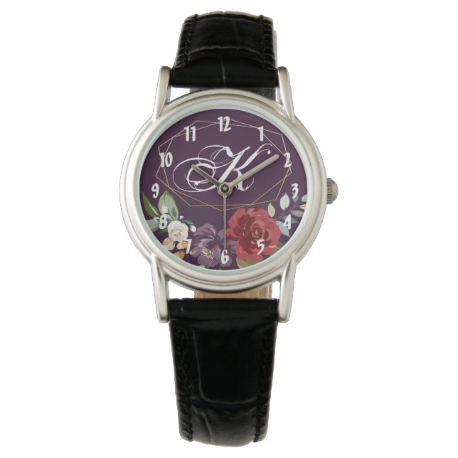 Personlig Wrist Watch Plum Lila Ro Guld Ge Armbandsur (Framsida)