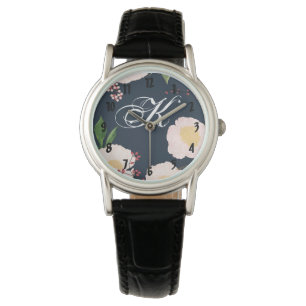 Personlig Wrist Watch White Blommigt Flowers on D Armbandsur