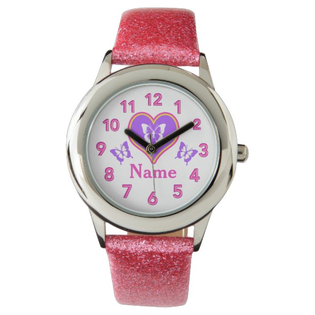 Personlig Wrist Watches for Girls Butterflies Armbandsur (Framsida)