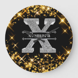 Personlig X Ursprungligt Silver Monogram Ditt namn Stor Klocka