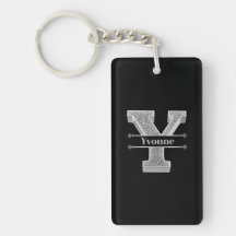 Personlig Y Inledande Silver Monogram Ditt namn
