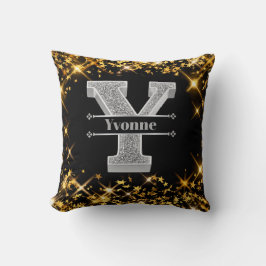 Personlig Y Inledande Silver Monogram Ditt namn Kudde