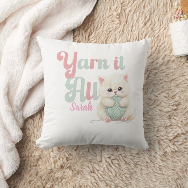 Personlig Yarn it All Kastkudde Kudde (Filt)