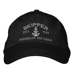 Personlig YEAR och Namn Skipper Silver Star Broderad Keps