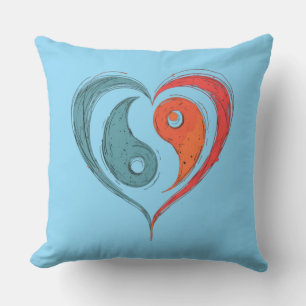 Personlig Yin Yang Heart Symbol Kudde