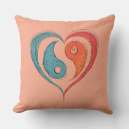 Personlig Yin Yang Heart Symbol Kudde