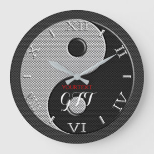 Personlig Yin Yang i kolkolfiber på Stor Klocka