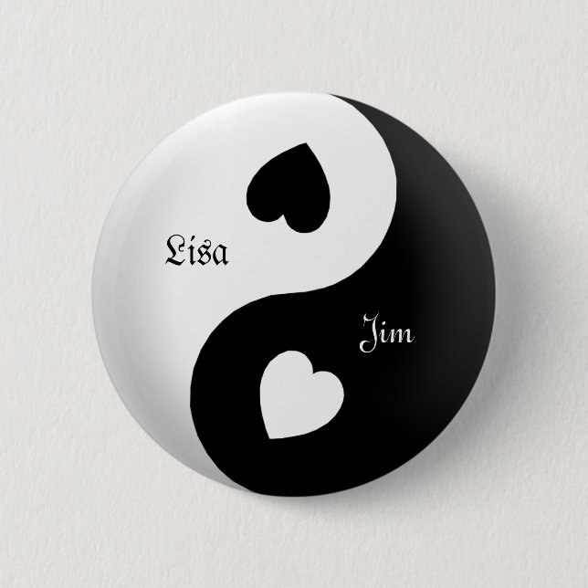 Personlig Yin Yang Kärlek Button Knapp (Framsida)