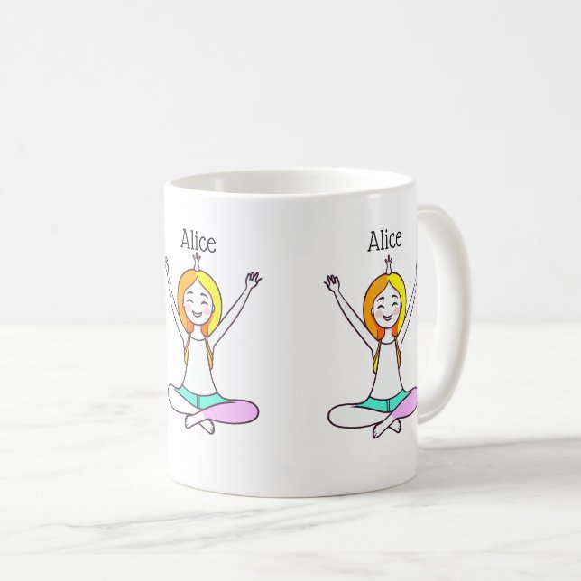 Personlig Yoga Girl Kaffemugg (Framsida höger)