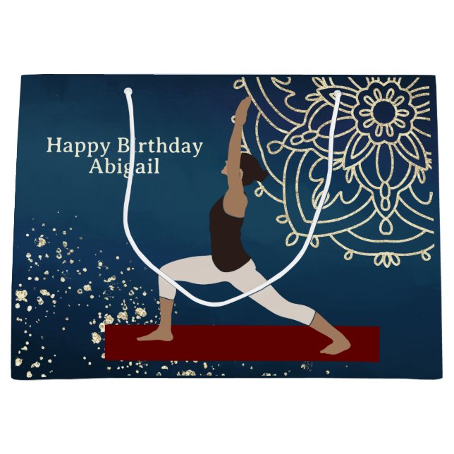 Personlig Yoga Guld, Blue, Red Mandala Birthday (Framsidan)
