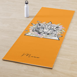 Personlig Yoga Mat Custom Name White Tiger