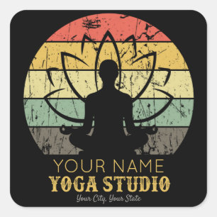 Personlig Yoga Studio Fitness Instructor Guru Fyrkantigt Klistermärke