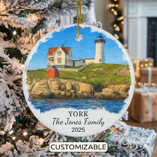 Personlig York Ornament, Maine Julgransprydnad Keramik
