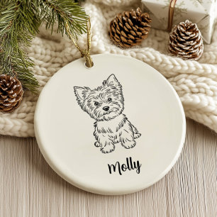 Personlig Yorkie Hund Jul Julgransprydnad Keramik