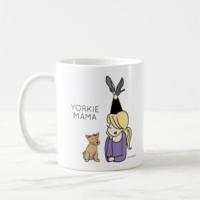 Personlig Yorkie Mamma Coffee Mugg (Vänster)