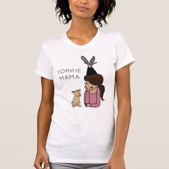Personlig Yorkie Mamma T-Shirt (Framsida)