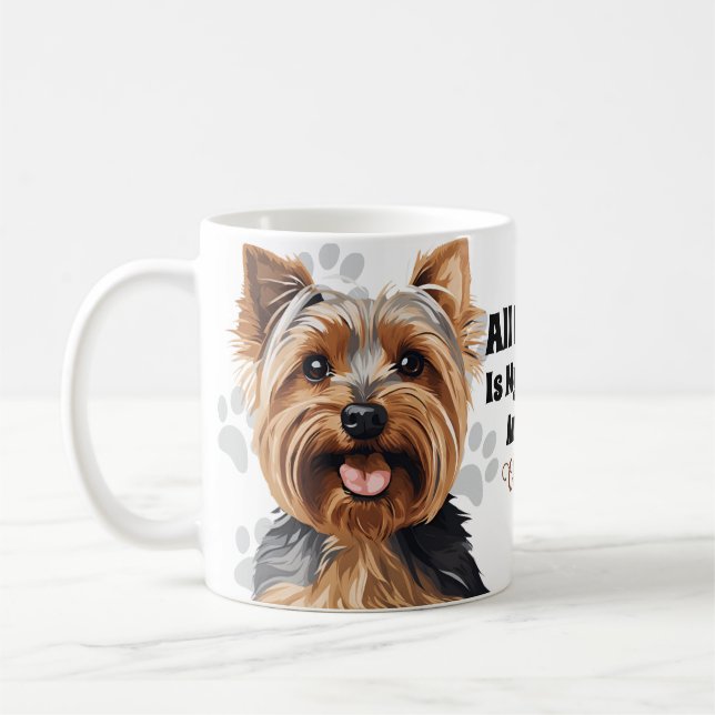 Personlig Yorkie Mamma, Yorkie Pappa, Yorkie Älska Kaffemugg (Vänster)