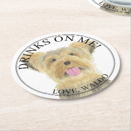 Personlig Yorkie Yorkshire Terrier Bröllop Underlägg Papper Rund