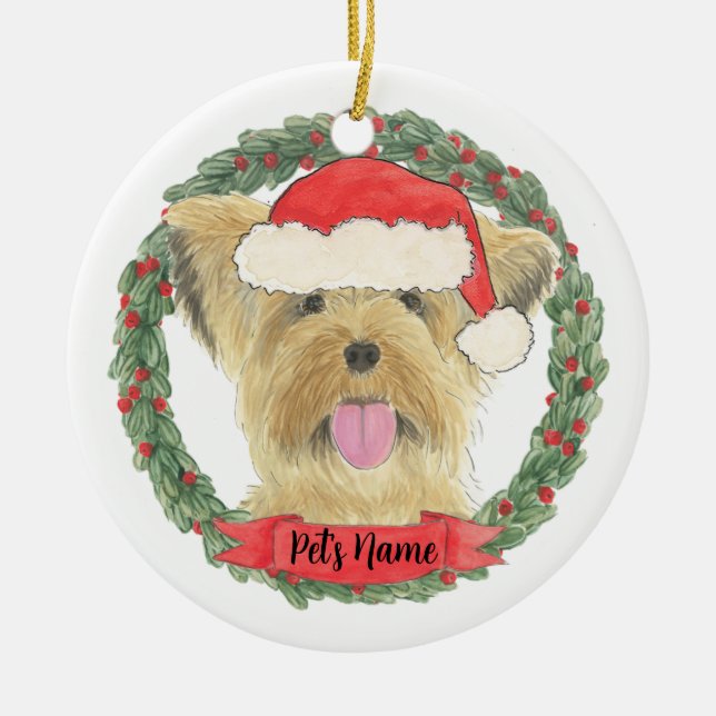 Personlig Yorkie Yorkshire Terrier Julgransprydnad Keramik (Framsidan)