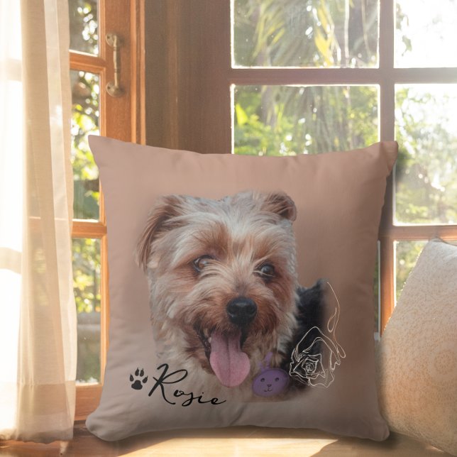 Personlig Yorkshire Terrier Hund Photo Image Kudde (Personalized Yorkshire Terrier Dog Photo Image Throw Pillow)