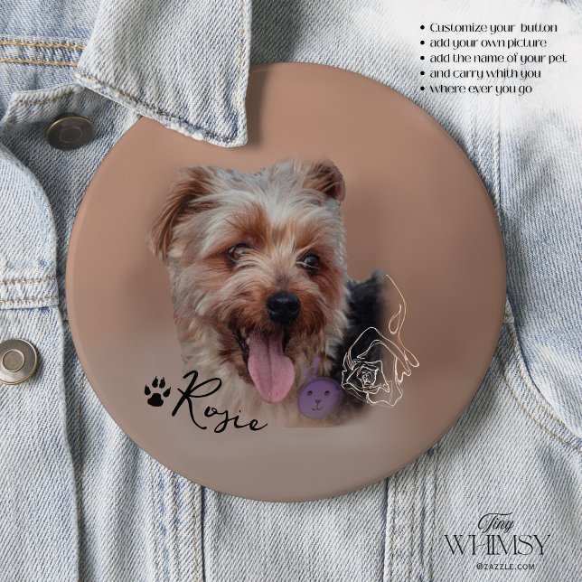 Personlig Yorkshire Terrier Hund Photo Knapp (Personalized Yorkshire Terrier Dog Photo Button)