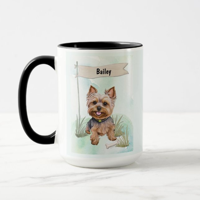 Personlig Yorkshire Terrier i akvarell Hund Mugg (Vänster)