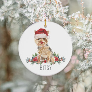 Personlig Yorkshire Terrier-jul Julgransprydnad Keramik