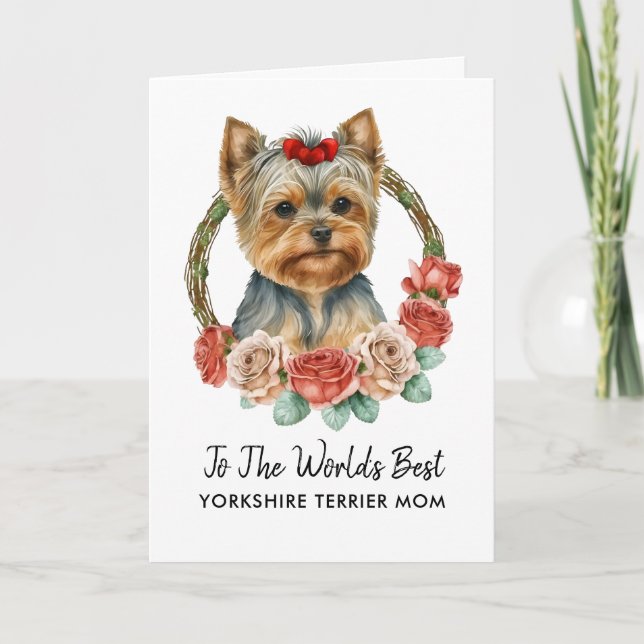 Personlig Yorkshire Terrier Mamma Mors dag Helgkort (Framsida)