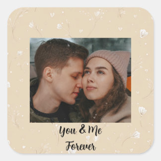 Personlig “You & Me Forever” Fotoklistermärke Fyrkantigt Klistermärke
