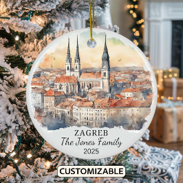 Personlig Zagreb Ornament, Kroatien Gift Julgransprydnad Keramik