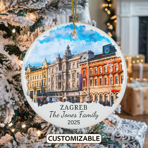 Personlig Zagreb Ornament, Kroatien Julgransprydnad Keramik