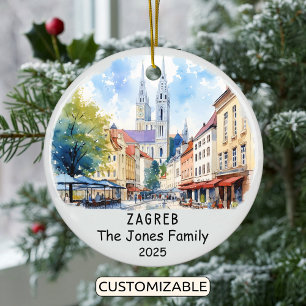 Personlig Zagreb Ornament, Kroatien Julgransprydnad Keramik