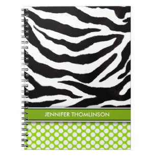 Personlig Zebra Polka dots Journal / Bärbar dator Anteckningsbok Med Spiral