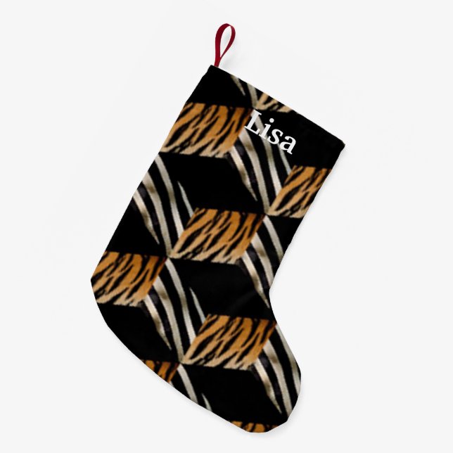 Personlig Zebra & Tiger-julklapp Liten Julstrumpa (Framsidan (Hängande))