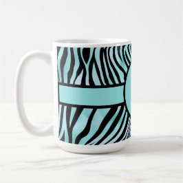 Personlig Zebra tryck Black och Teal Turcos Kaffemugg