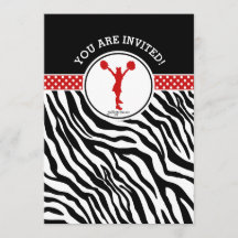 Personlig Zebra tryck Cheer eller Pom in Red
