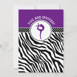 Personlig Zebra tryck Gymnastika i Lila Inbjudningar
